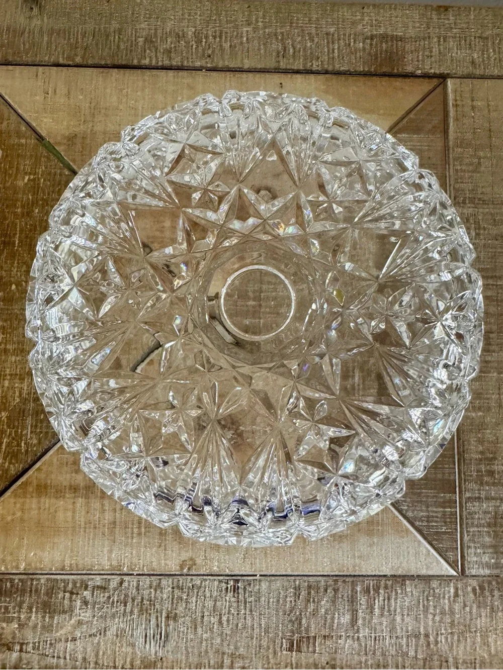 Vintage West German Hand Cut Lead Crystal Bowl 24% PbO Scalloped Starburs